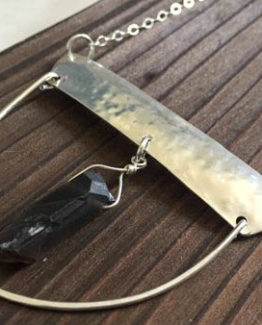 U Shape Pendant with Smoky Quartz in Sterling Silver Main