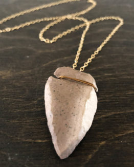 Dainty Arrowhead Pendant Flint Rust