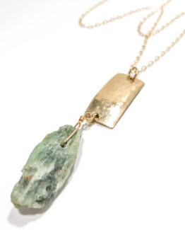 Drop Necklace with Green Kyanite Mineral 6