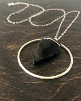 Obsidian Arrowhead Pendant in Sterling Silver