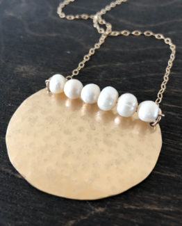 Moon Phase Crescent Necklace in 14K Gold Fill with Pearl