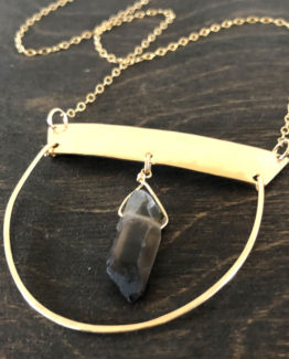 U Shape Pendant with Smoky Quartz in Gold Fill