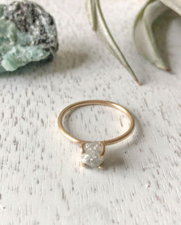 raw diamond ethical engagement ring close up