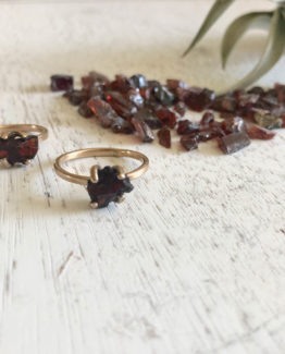 January birthstone red garnet ring