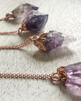 4 purple amethyst electroform necklaces