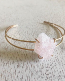 raw gemstone rose quartz cuff