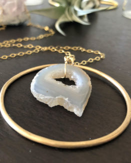 druzy agate slice necklace