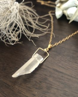 clear quartz raw crystal necklace